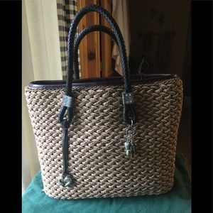 Vintage Brighton Woven Cord and Leather Purse